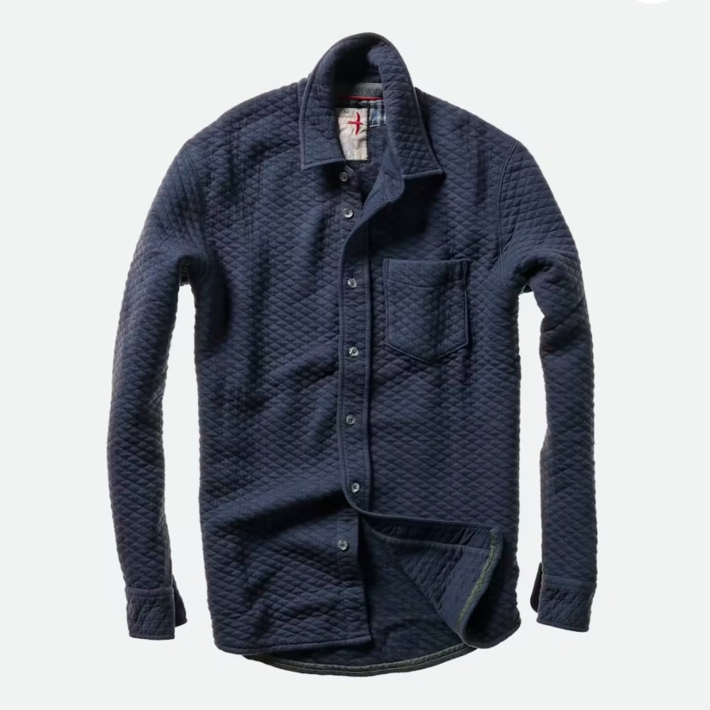 Relwen Bubble Knit Shirt
 in Navy